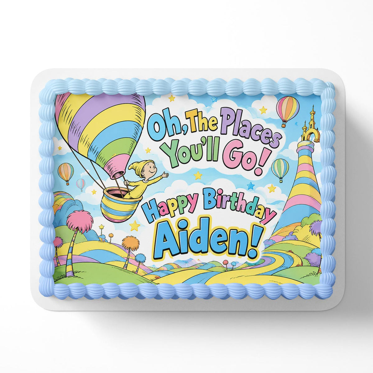 Oh, The Places You'll Go! Edible Cake Topper | Birthday Cake Decoration | Photo Cake Image | Custom Edible Cake Topper