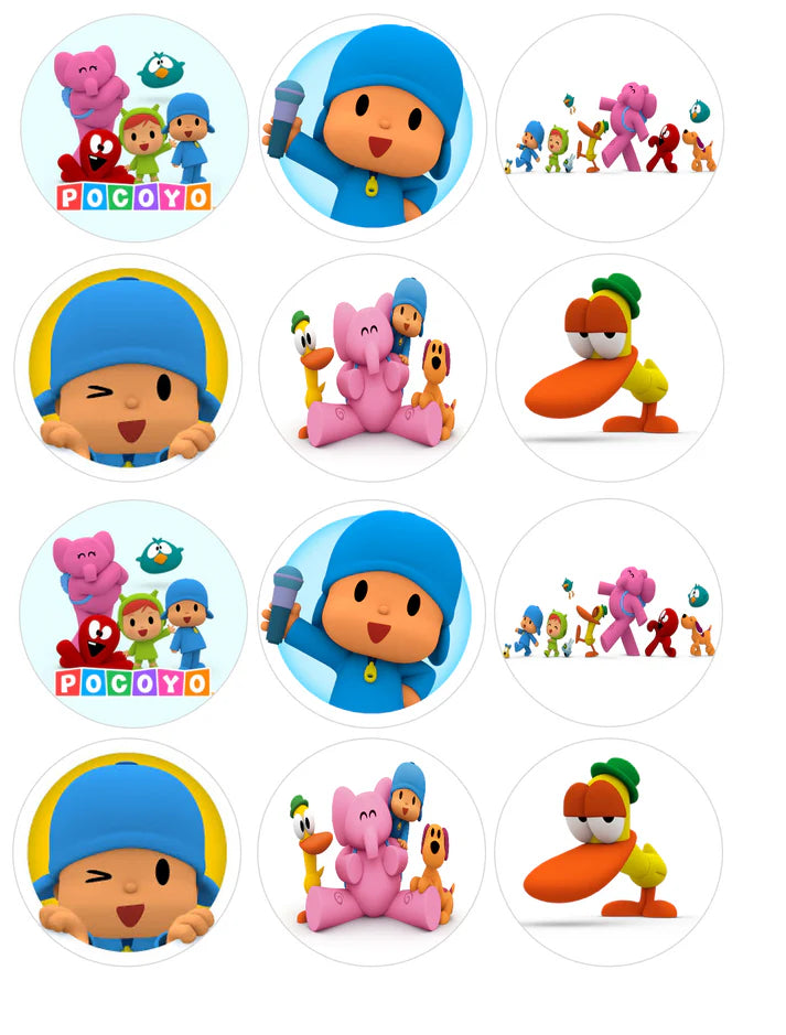 Pocoyo Edible Cupcake Toppers Icing Sheet or Wafer Paper