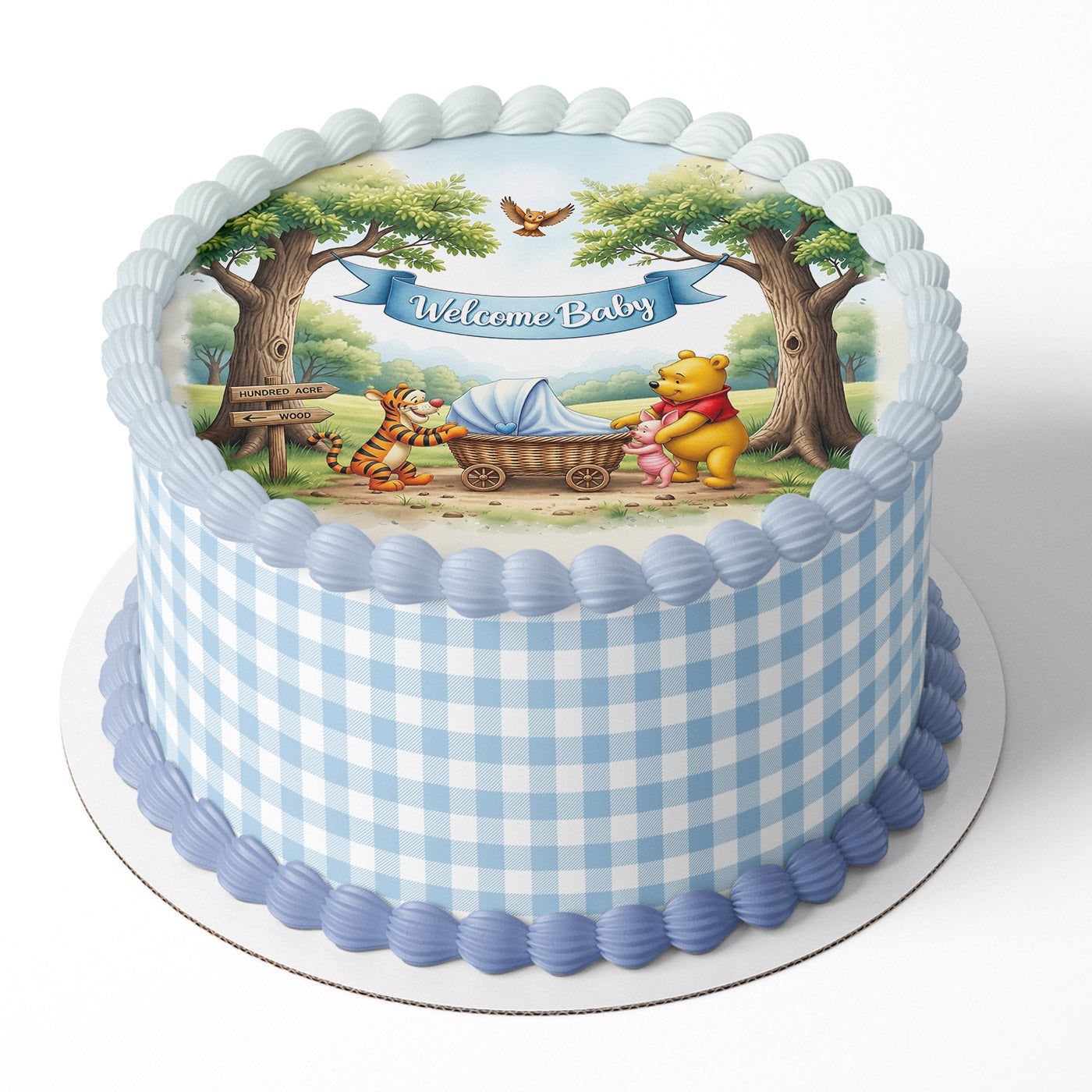 Welcome Baby Bear Honey Winnie Cute Icing Sheet - Edible Cake Topper | Birthday Cake Decoration | Photo Cake Image