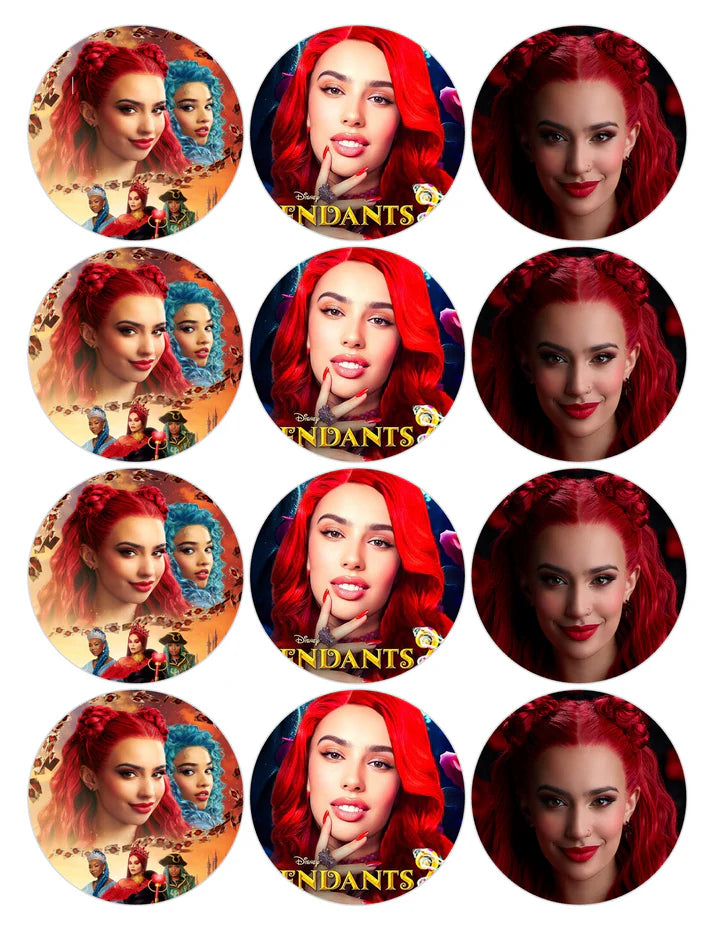 Princess Red Descendants Edible Cupcake Toppers Icing Sheet or Wafer Paper