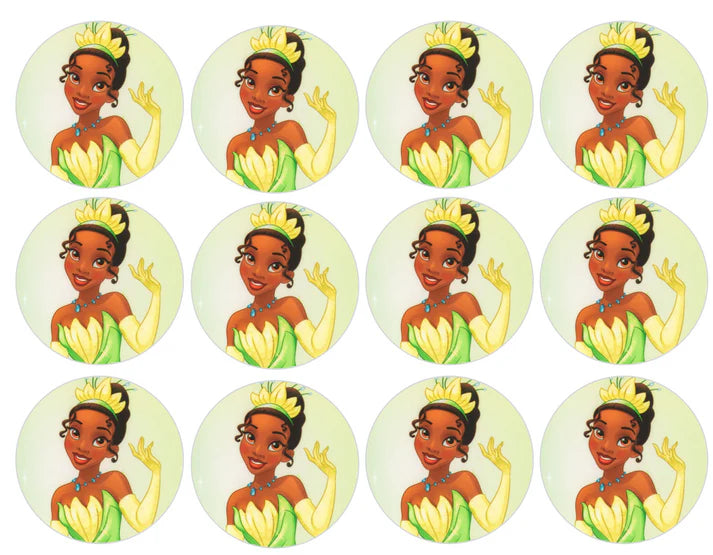 Princess Tiana Green Dress Edible Cupcake Toppers Icing Sheet or Wafer Paper