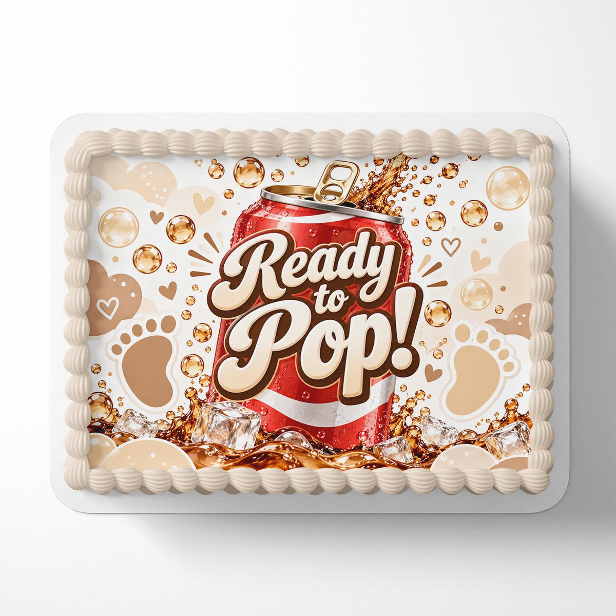 Ready to Pop! Baby Shower Edible Cake Topper | Birthday Cake Decoration | Photo Cake Image | Custom Edible Cake Topper
