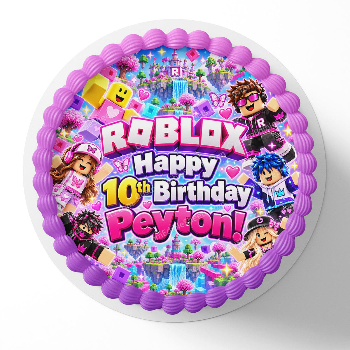 Roblox Girls Pink 2026 Edible Cake Topper | Birthday Cake Decoration | Photo Cake Image | Custom Edible Cake Topper