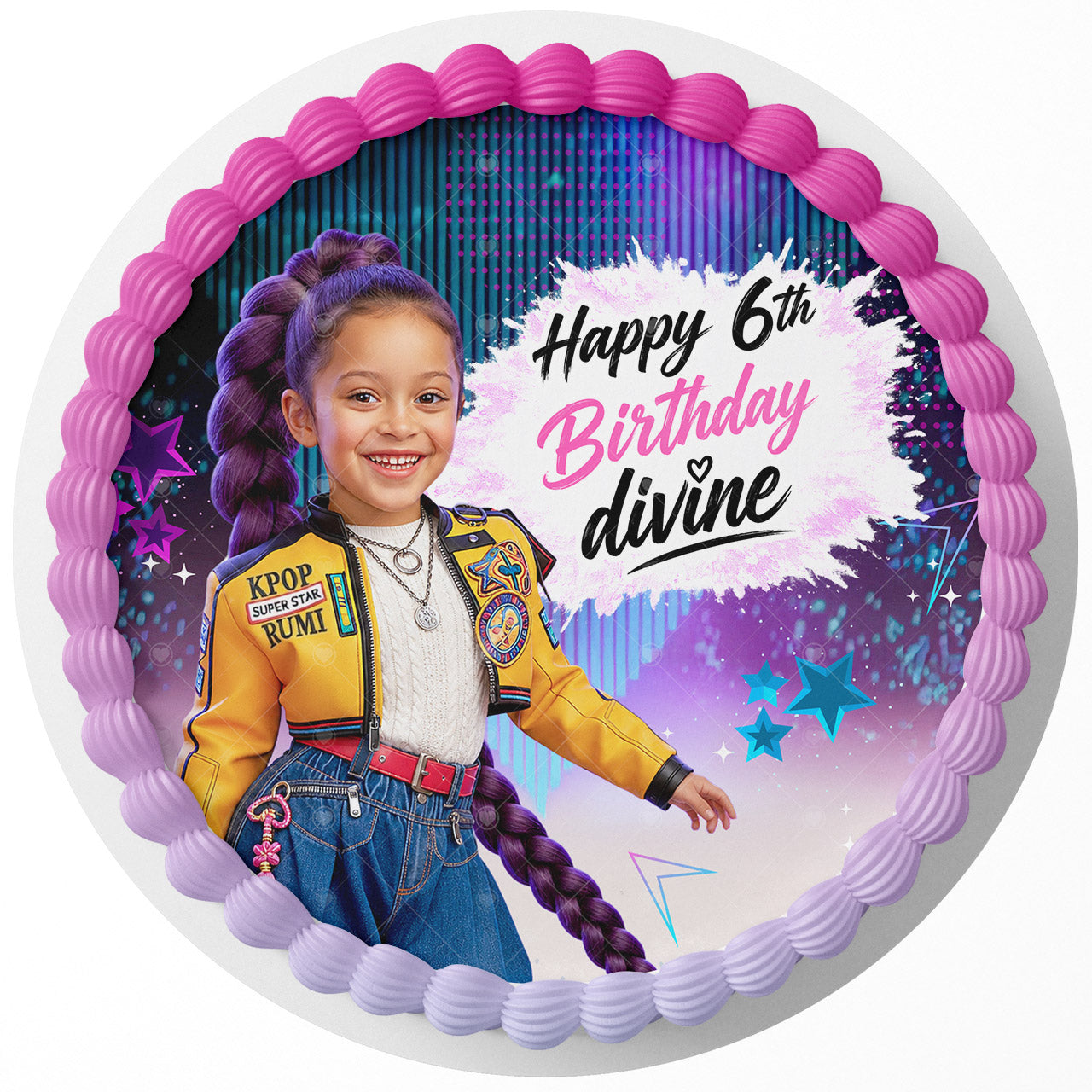 Kpop Demon Hunters Rumi Face Custom Edible Cake Image - Edible Cake Topper Birthday Cake Decoration