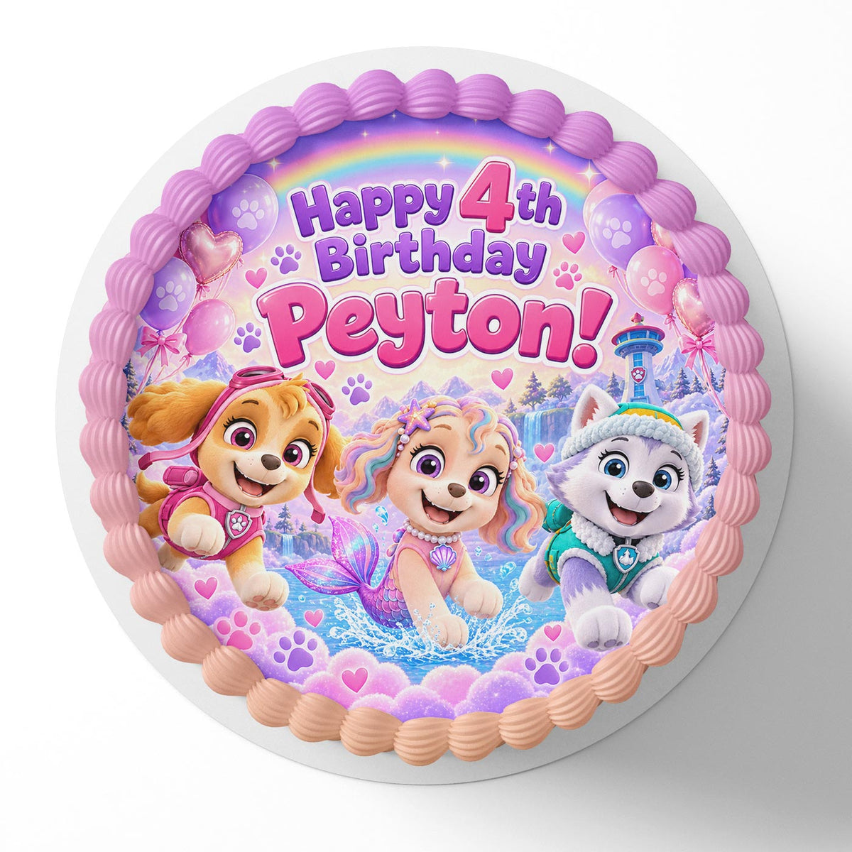 Paw Patrol Skye Everest Coral Edible Cake Topper | Birthday Cake Decoration | Photo Cake Image | Custom Edible Cake Topper