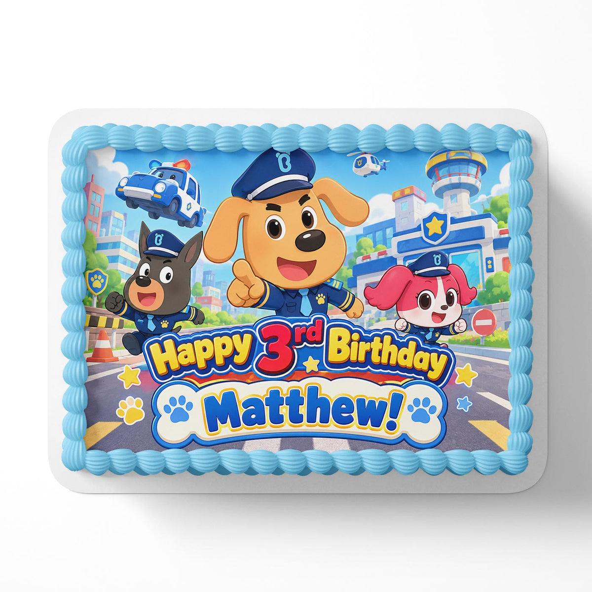 Safety Sheriff Labrador Edible Cake Topper | Birthday Cake Decoration | Photo Cake Image | Custom Edible Cake Topper