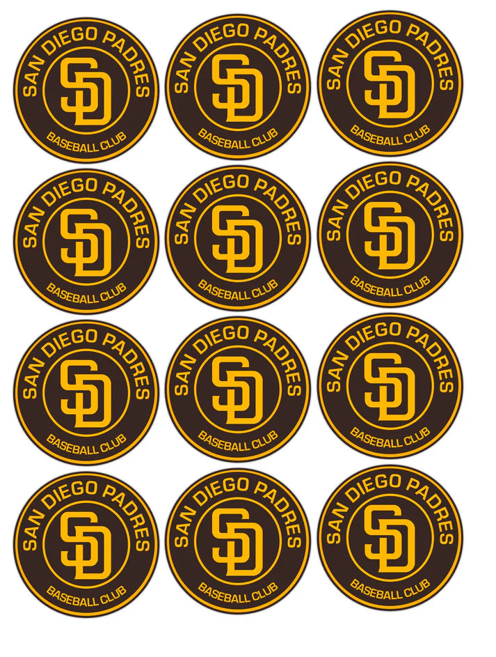 San Diego Padres Edible Cupcake Toppers Icing Sheet or Wafer Paper