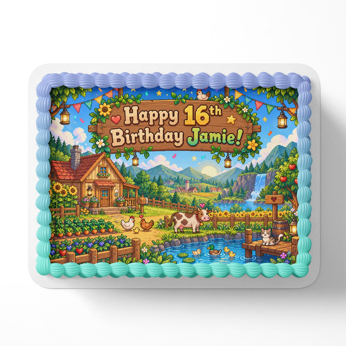 Stardew Valley Edible Cake Topper | Birthday Cake Decoration | Photo Cake Image | Custom Edible Cake Topper