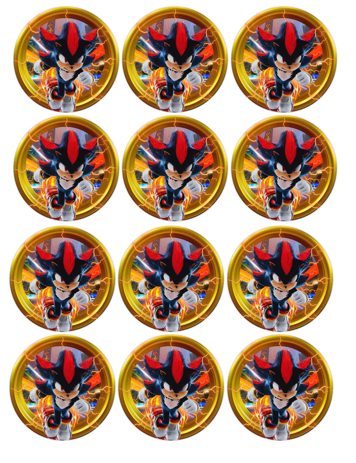 Shadow the Hedgehog Movie Gold Ring Edible Cupcake Toppers Icing Sheet or Wafer Paper