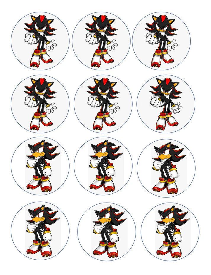 Shadow the Hedgehog Solo Edible Cupcake Toppers Icing Sheet or Wafer Paper