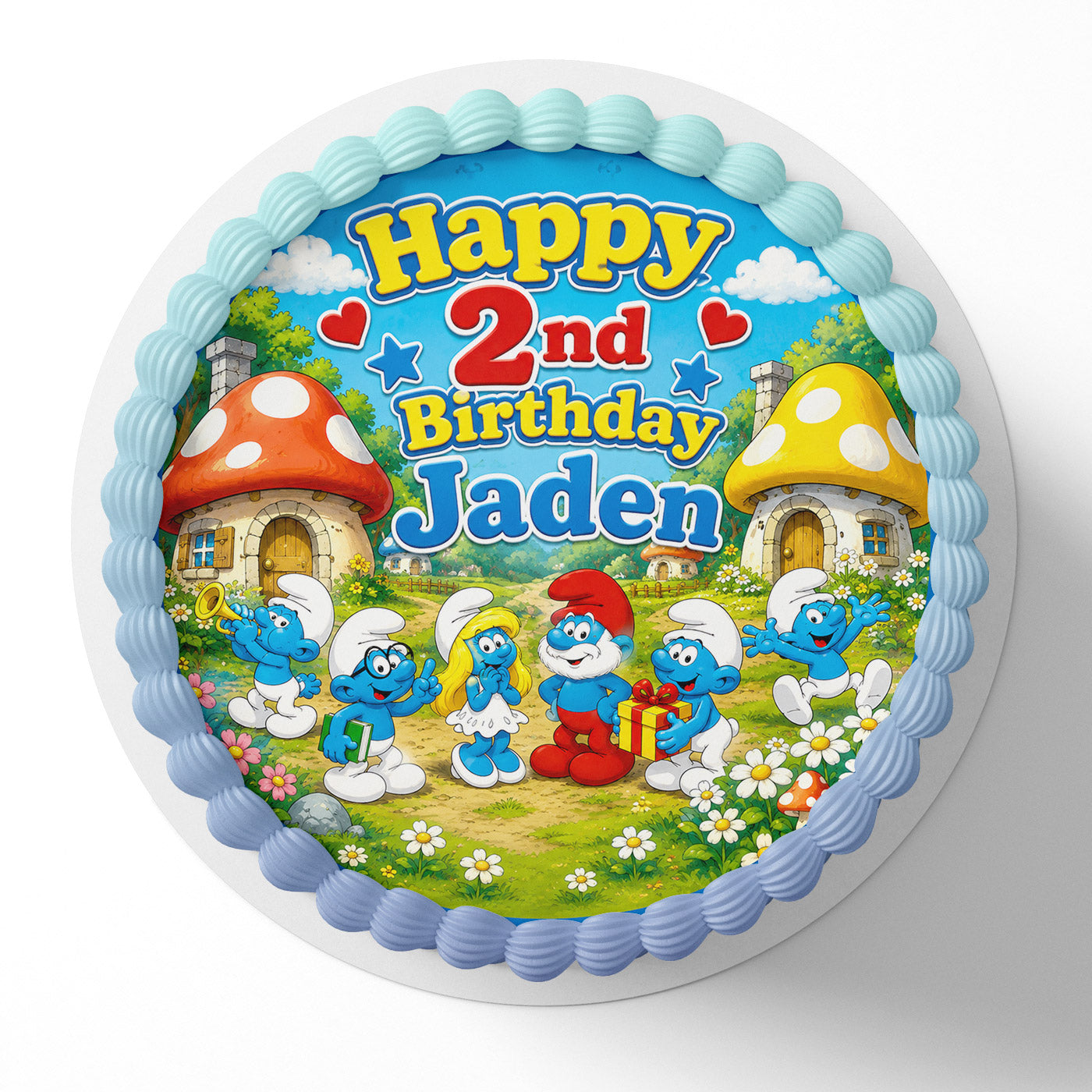 The Smurfs Classic Edible Cake Topper | Birthday Cake Decoration | Photo Cake Image