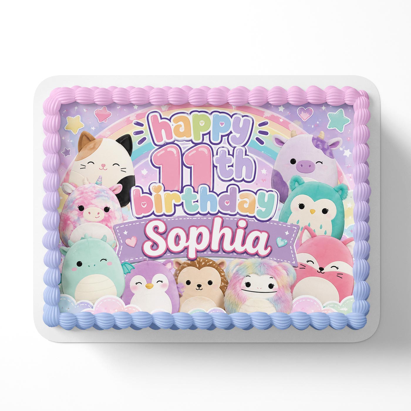 Squishmallows Kids Fun Edible Cake Topper | Birthday Cake Decoration | Photo Cake Image