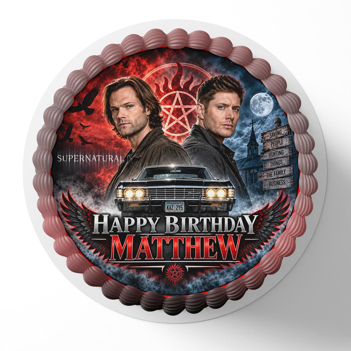 Supernatural Dean Sam Winchester Edible Cake Topper | Birthday Cake Decoration | Photo Cake Image