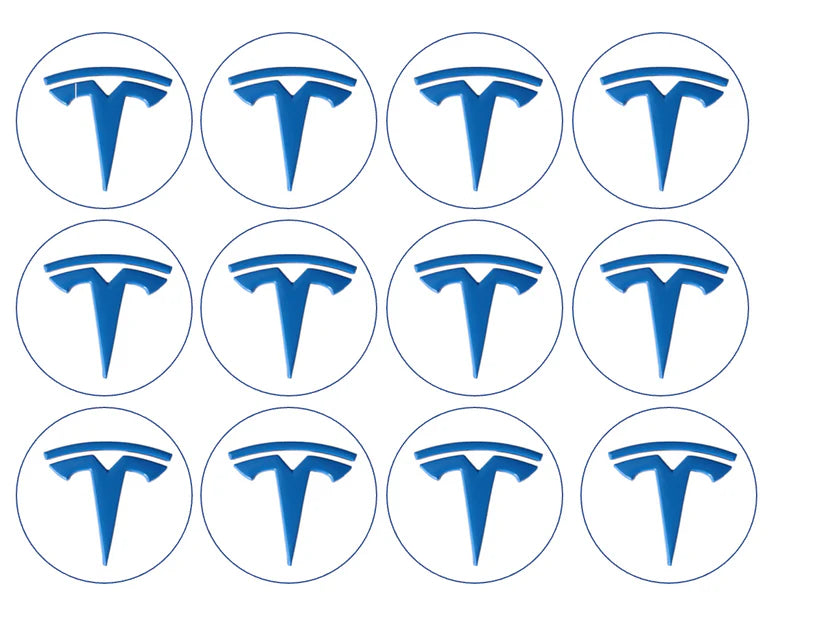 Tesla Blue Edible Cupcake Toppers Icing Sheet or Wafer Paper