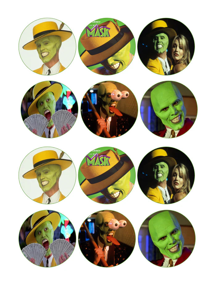 The Mask Edible Cupcake Toppers Icing Sheet or Wafer Paper