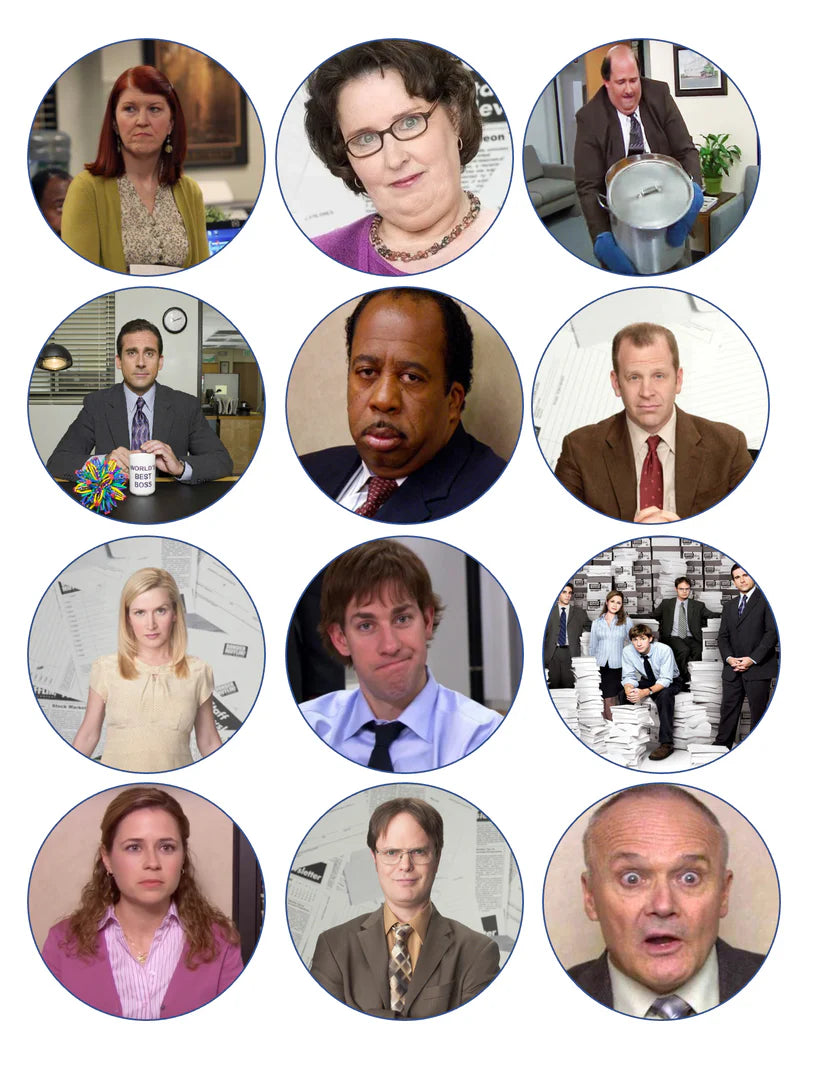 The Office Cast Edible Cupcake Toppers Icing Sheet or Wafer Paper