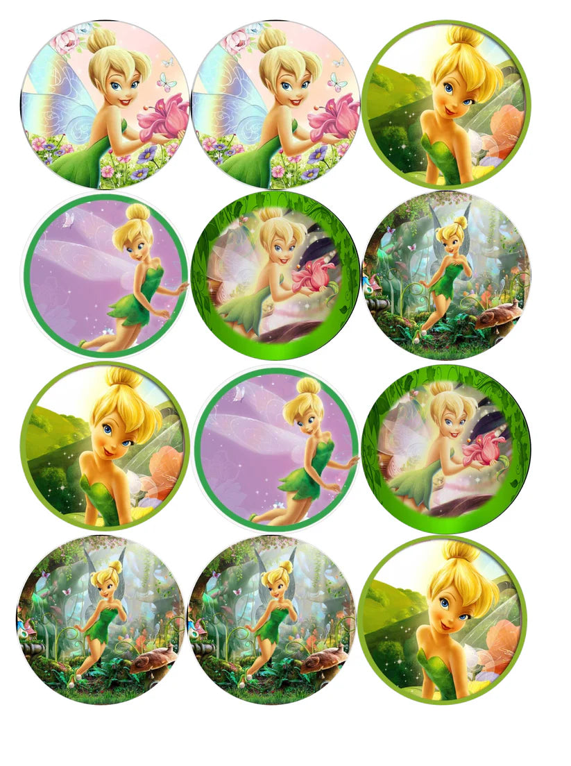 Tinkerbell Edible Cupcake Toppers Icing Sheet or Wafer Paper