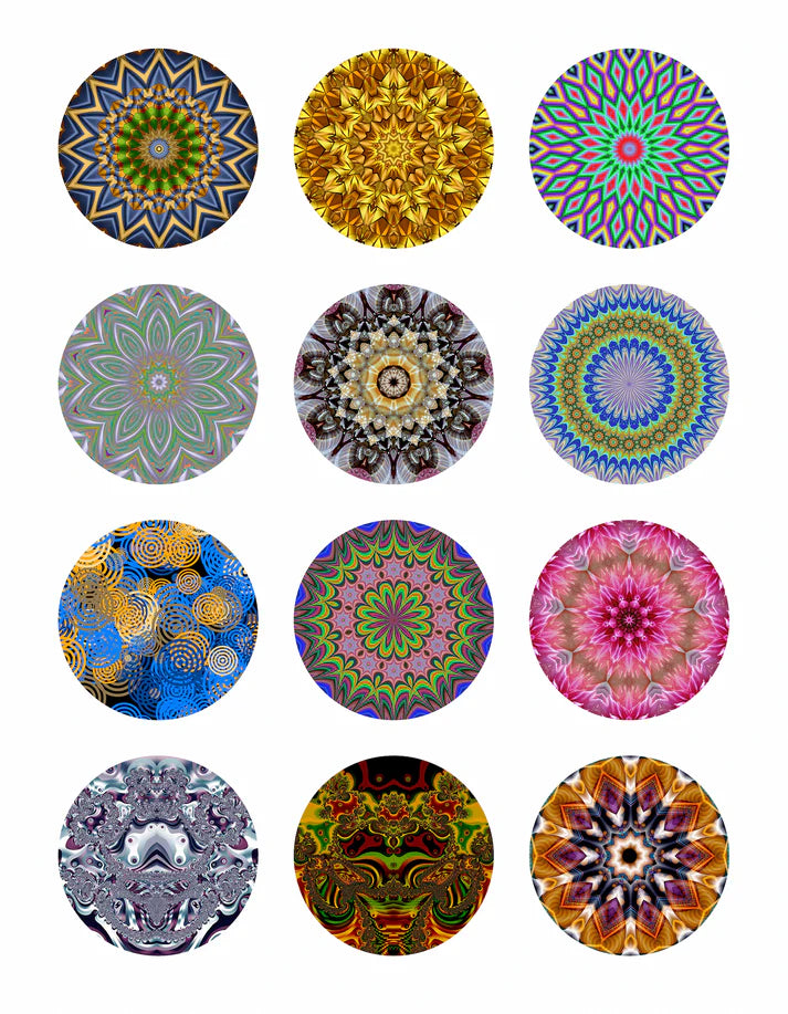 Trippy Mandala Edible Cupcake Toppers Icing Sheet or Wafer Paper
