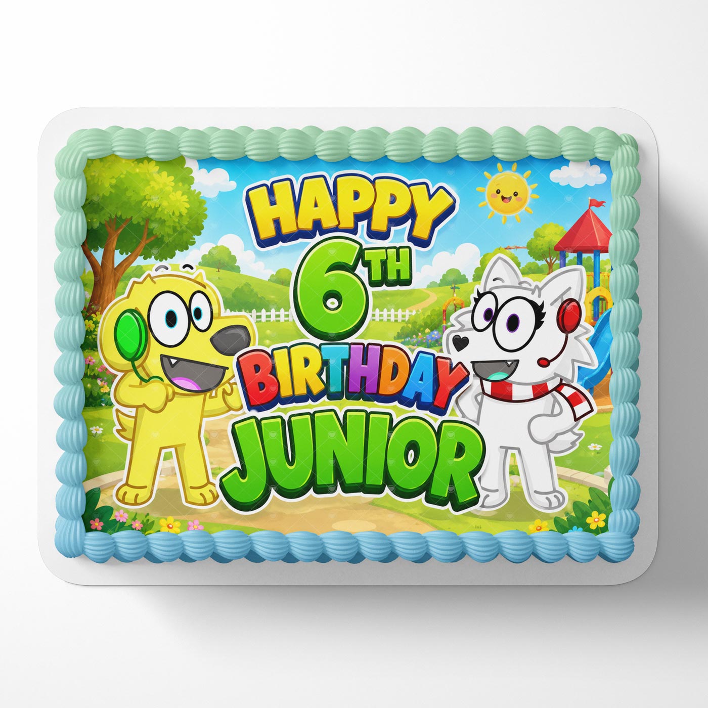 Tyler and Snowi Kids Fun Custom Edible Cake Image - Edible Cake Topper Birthday Cake Decoration