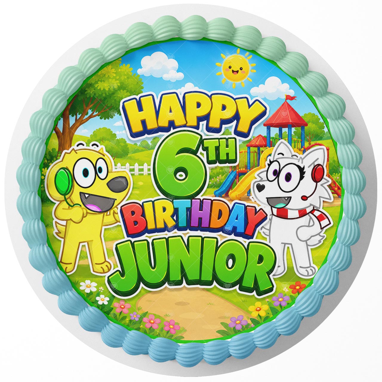 Tyler and Snowi Kids Fun Custom Edible Cake Image - Edible Cake Topper Birthday Cake Decoration