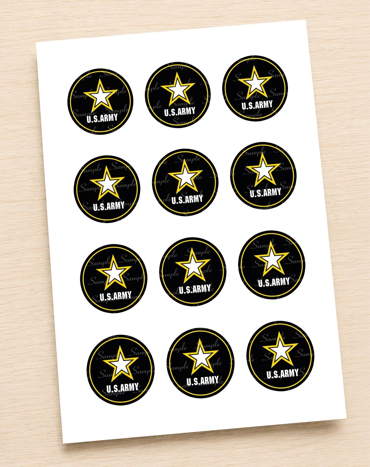 U.S. Army Edible Cupcake Toppers Icing Sheet or Wafer Paper