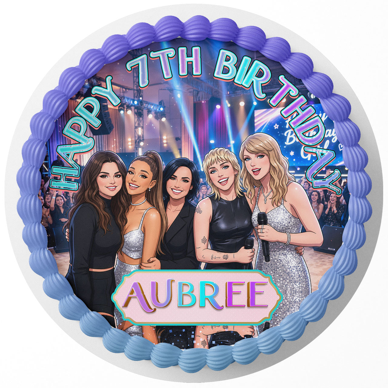 US Pop Ariana Taylor Miley Demi Selena Custom Edible Cake Image - Edible Cake Topper | Birthday Cake Decoration