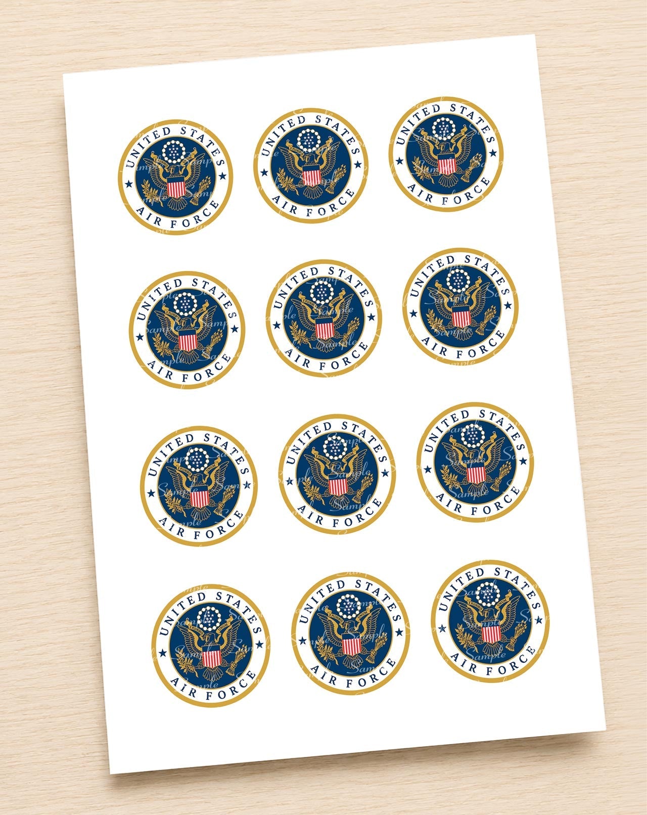 United States Air Force Edible Cupcake Toppers Icing Sheet or Wafer Paper