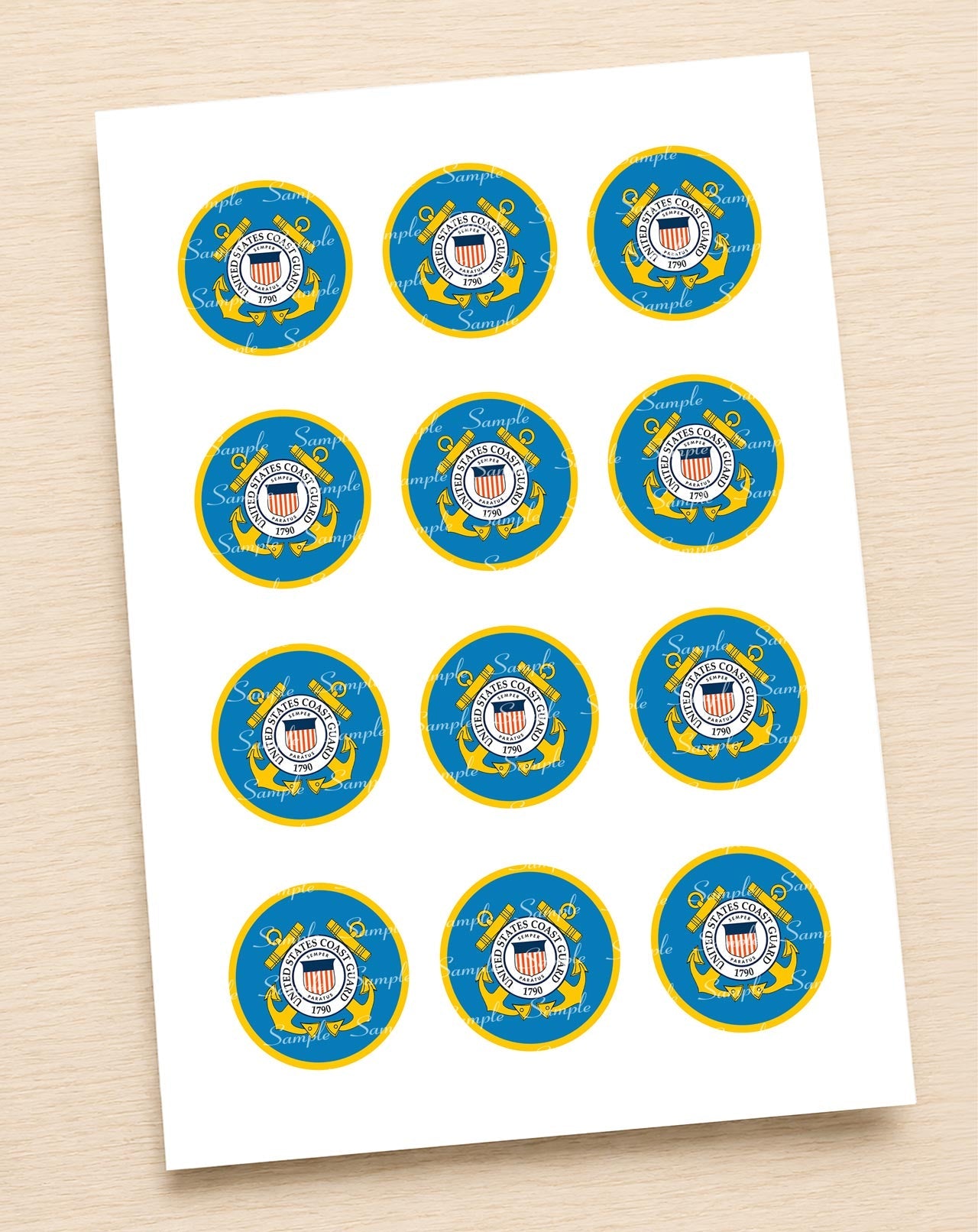 United States Coast Guard Edible Cupcake Toppers Icing Sheet or Wafer Paper