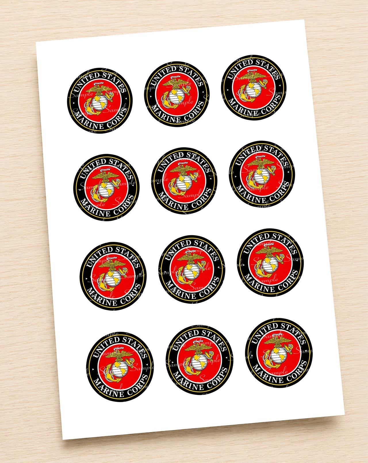 United States Marine Corps Edible Cupcake Toppers Icing Sheet or Wafer Paper