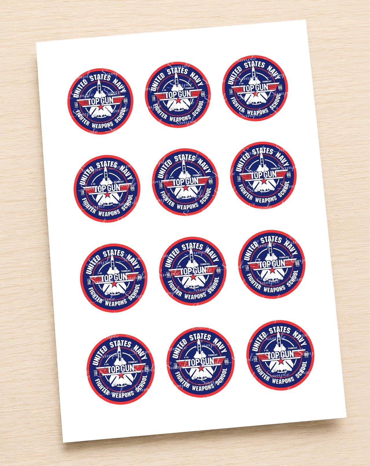 United States Navy Fighter Weapons School Edible Cupcake Toppers Icing Sheet or Wafer Paper