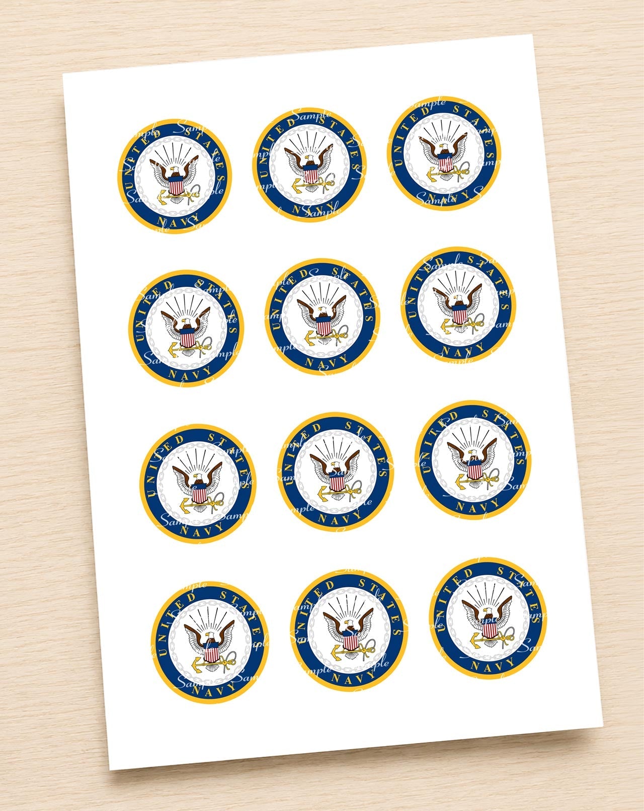 United States Navy Edible Cupcake Toppers Icing Sheet or Wafer Paper