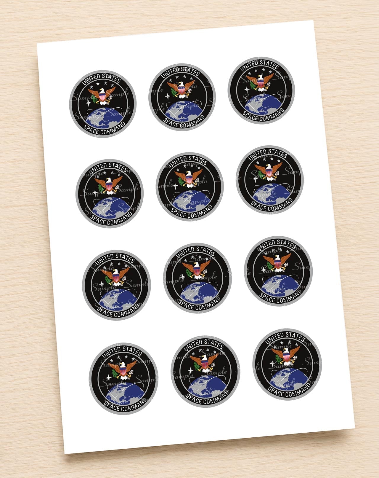 United States Space Command Edible Cupcake Toppers Icing Sheet or Wafer Paper