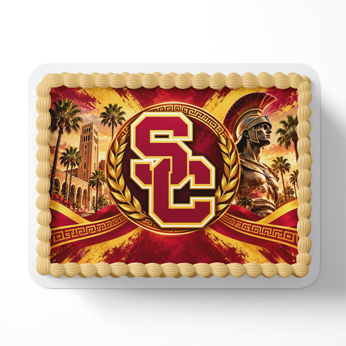 USC Trojans Sunset Crest Edible Cake Topper Decoration | Photo Cake Image | Custom Edible Cake Topper