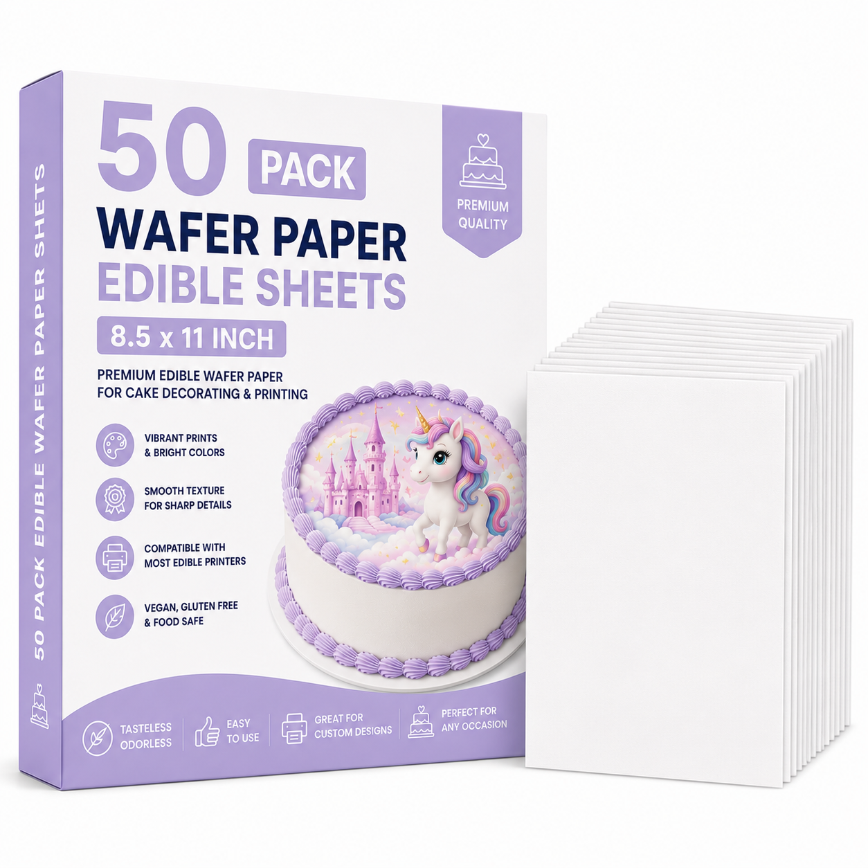 Premium Edible Wafer Paper Sheets 8.5 x 11 Inch for Cake Decorating, Edible Printing, Cupcake Toppers, Wafer Flowers & Cake Designs