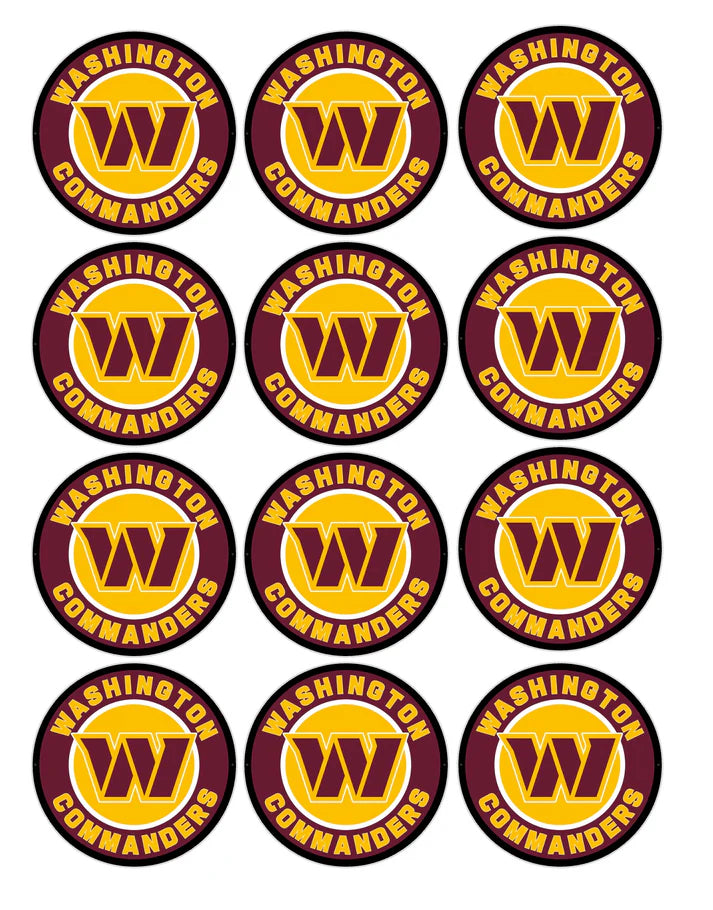 Washington Commanders Football Edible Cupcake Toppers Icing Sheet or Wafer Paper