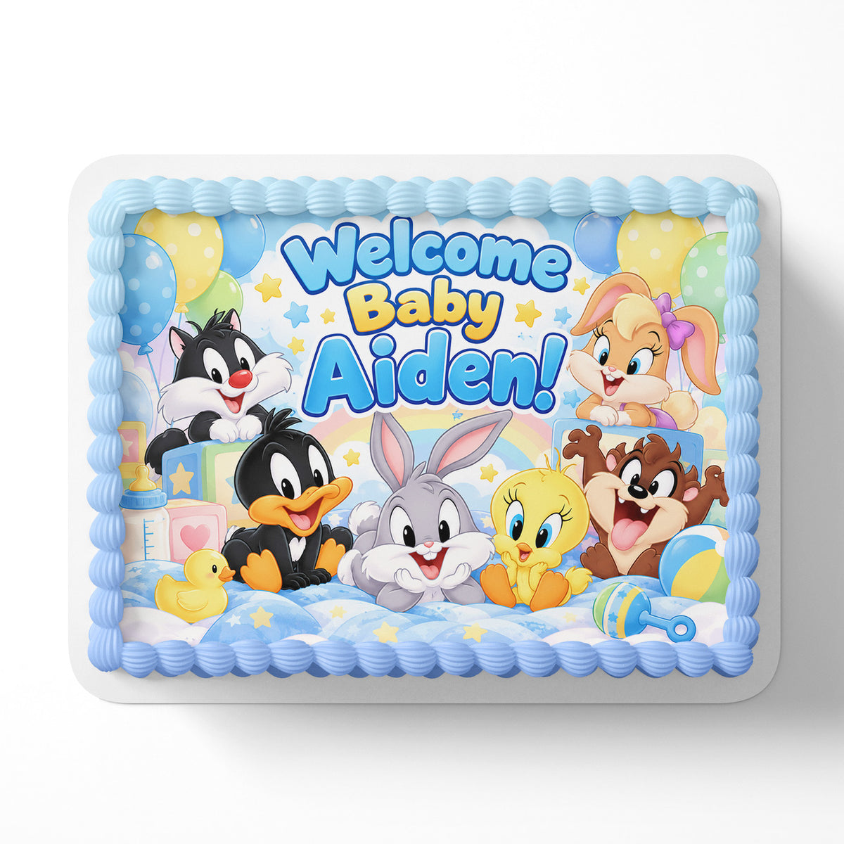 Baby Toons Welcome Baby Edible Cake Topper | Birthday Cake Decoration | Photo Cake Image | Custom Edible Cake Topper