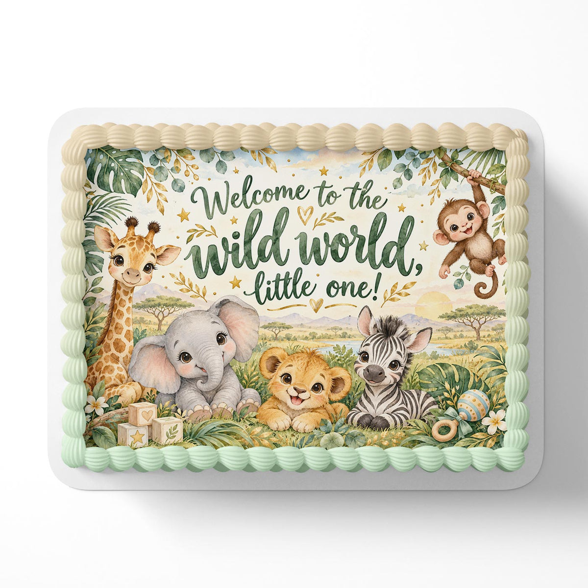 Welcome To The Wild World, Little One! Edible Cake Topper Cake Decoration Photo Cake Image Custom