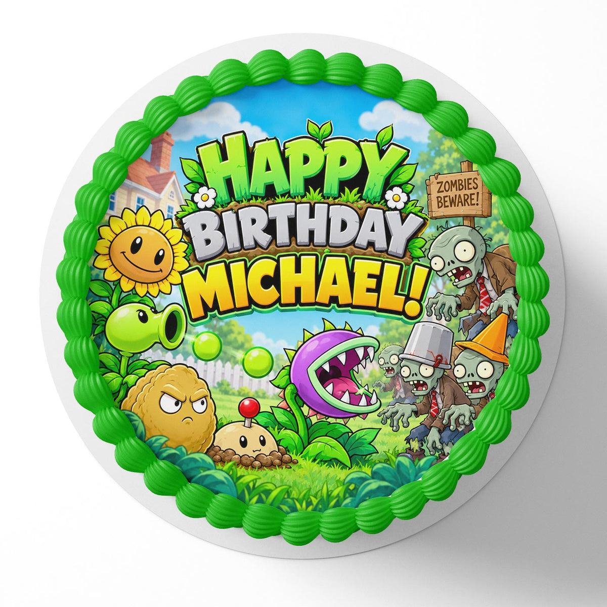 Plants vs Zombies Edible Cake Topper | Birthday Cake Decoration | Photo Cake Image | Custom Edible Cake Topper