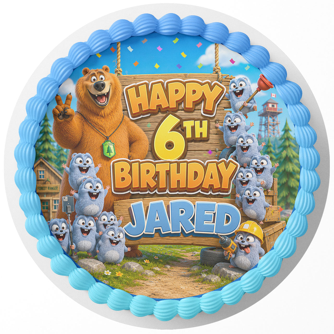 Grizzy and the Lemmings Custom Edible Cake Image - Edible Cake Topper Birthday Cake Decoration
