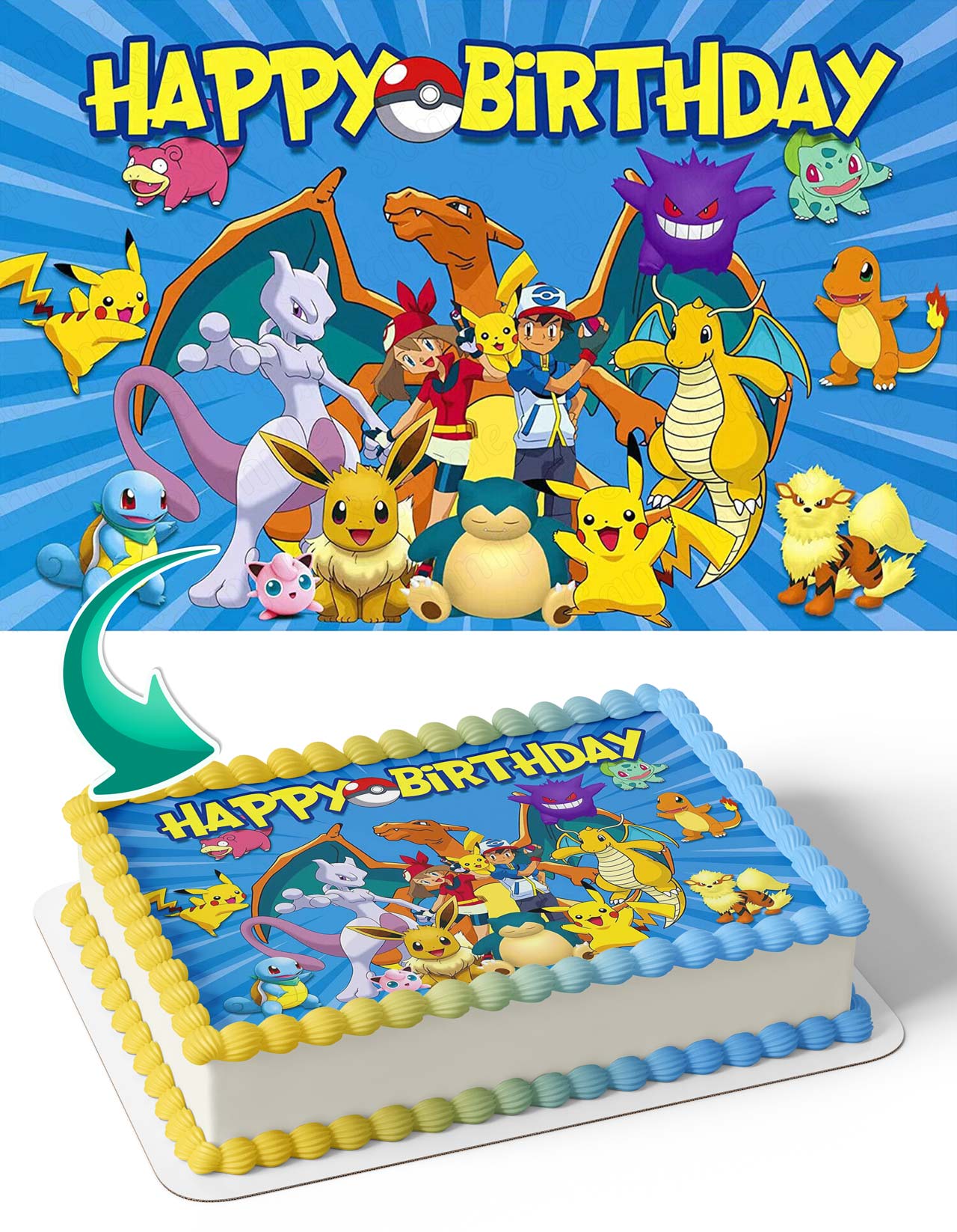 Pokekids Anime Cards BB Edible Cake Topper