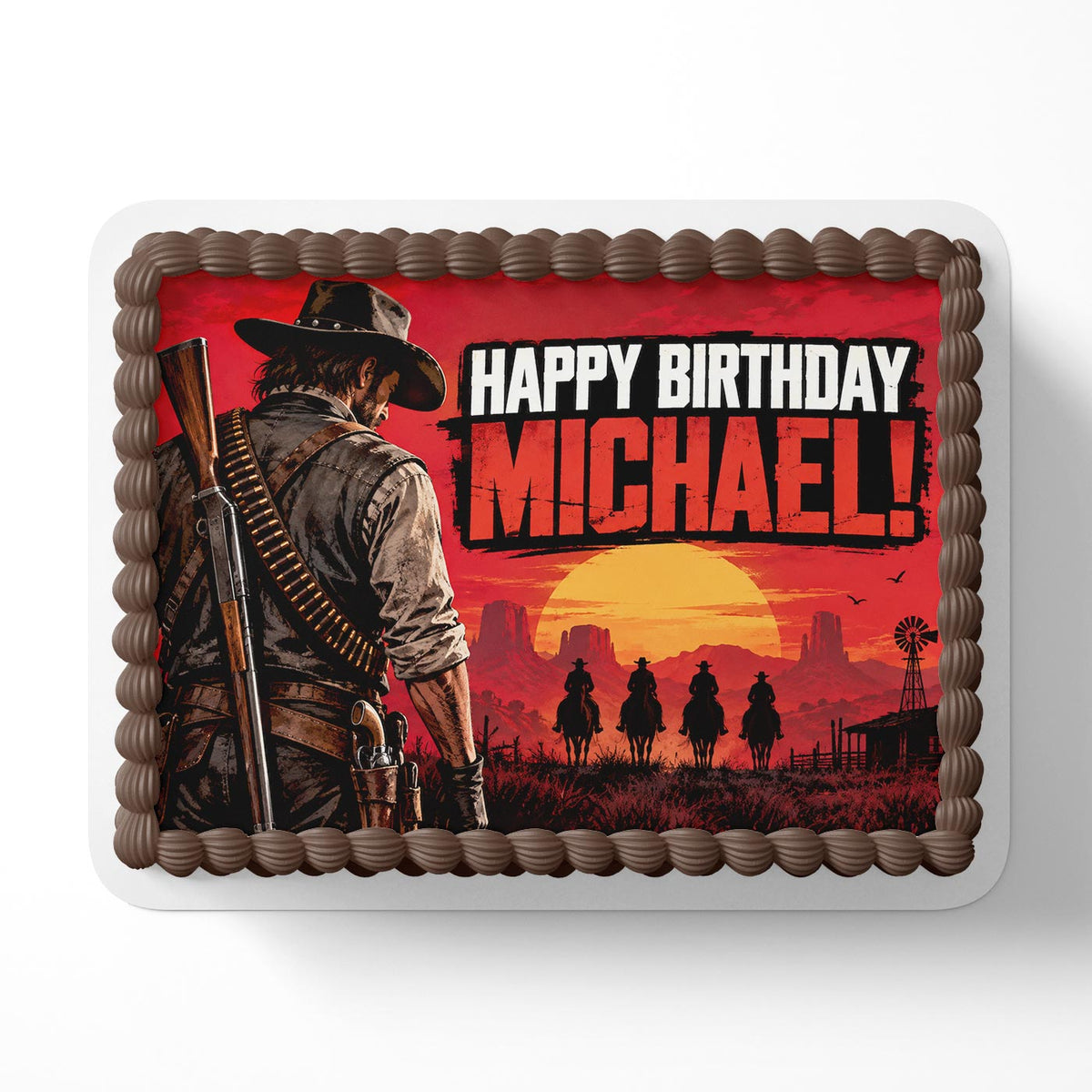 Red Dead Redemption Edible Cake Topper | Birthday Cake Decoration | Photo Cake Image | Custom Edible Cake Topper