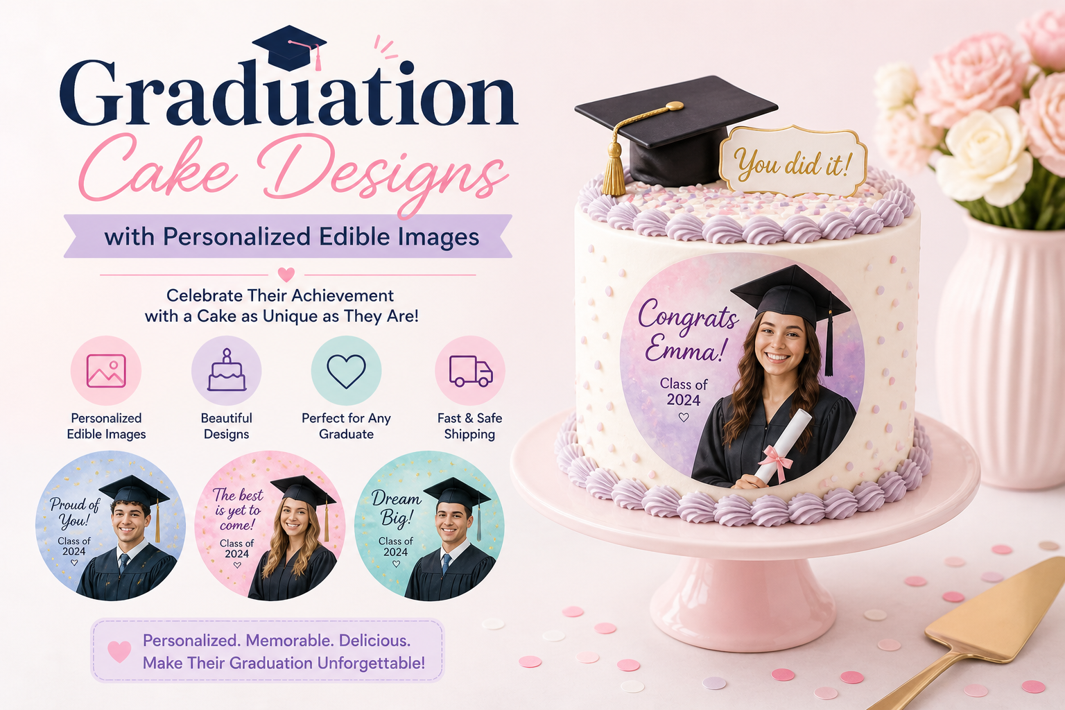 Graduation Cake Designs with Personalized Edible Images