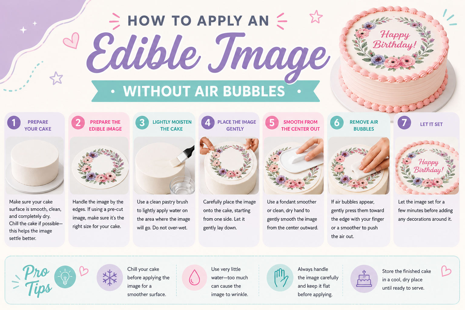 How to Apply an Edible Image Without Air Bubbles