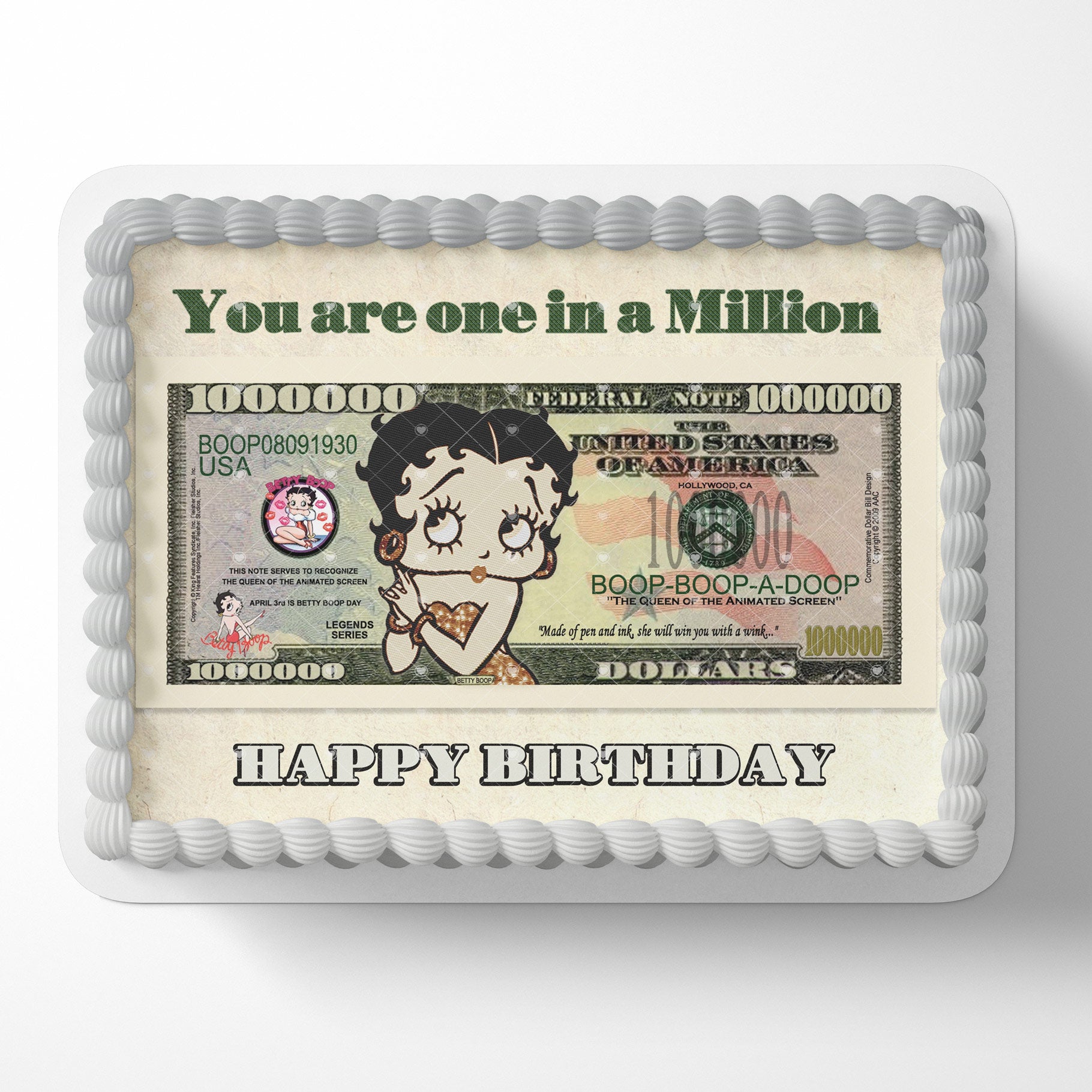 Betty Boop $100 Bill Edible Cake Topper