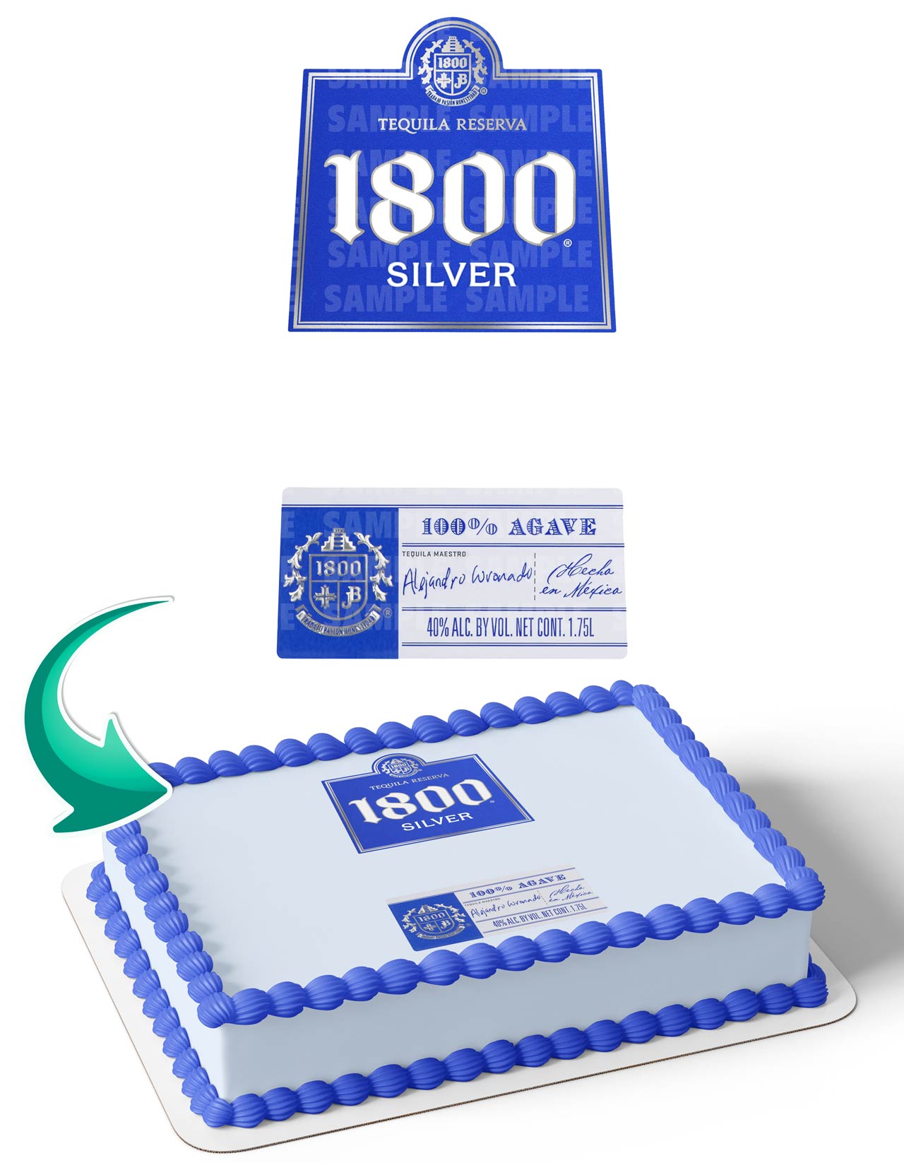 1800 Tequila Silver Edible Cake Topper