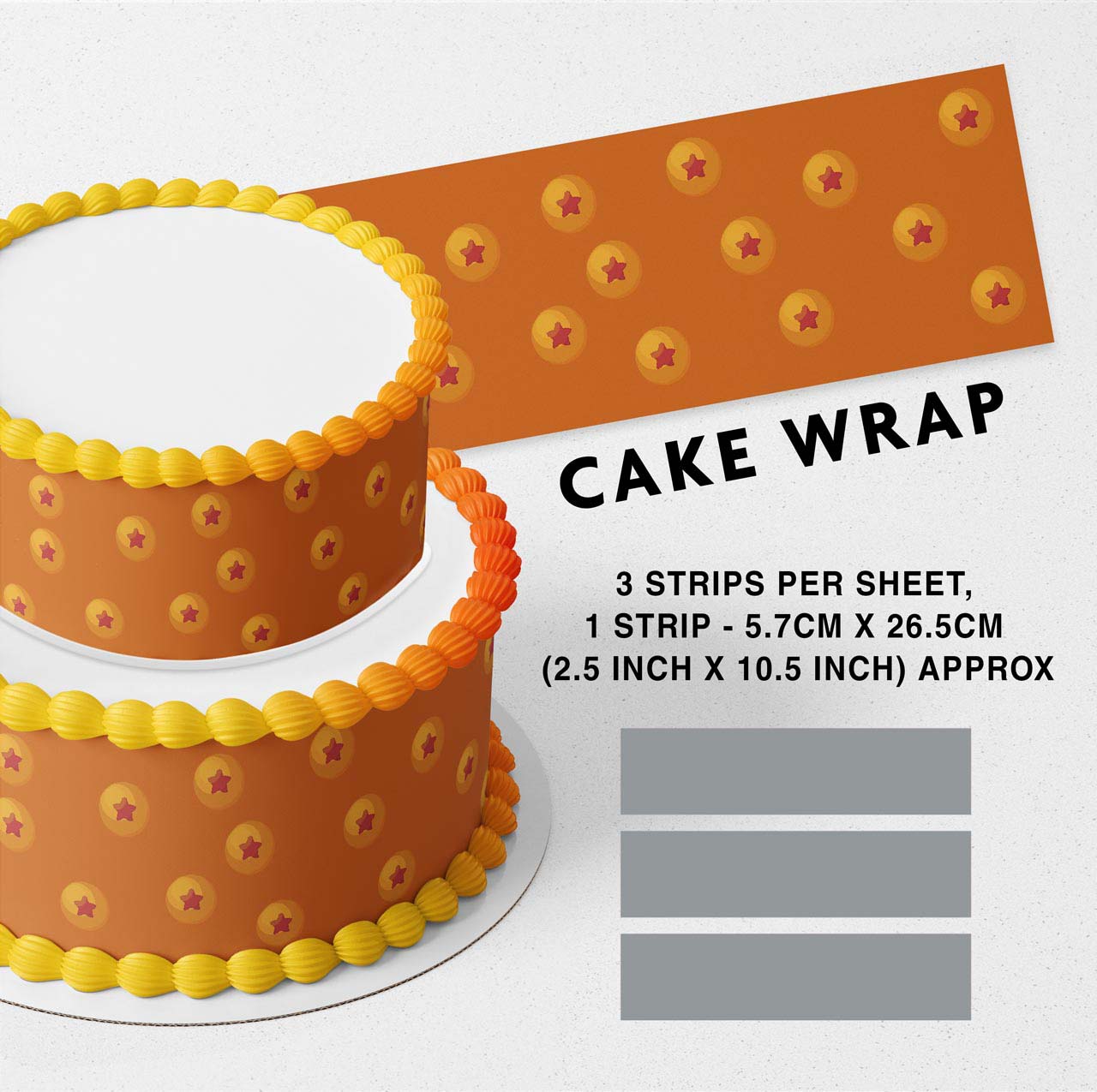 Ball Dragon Pattern Goku Edible Icing Printed Cake Wrap Strips Topper Ribbon Border image 0