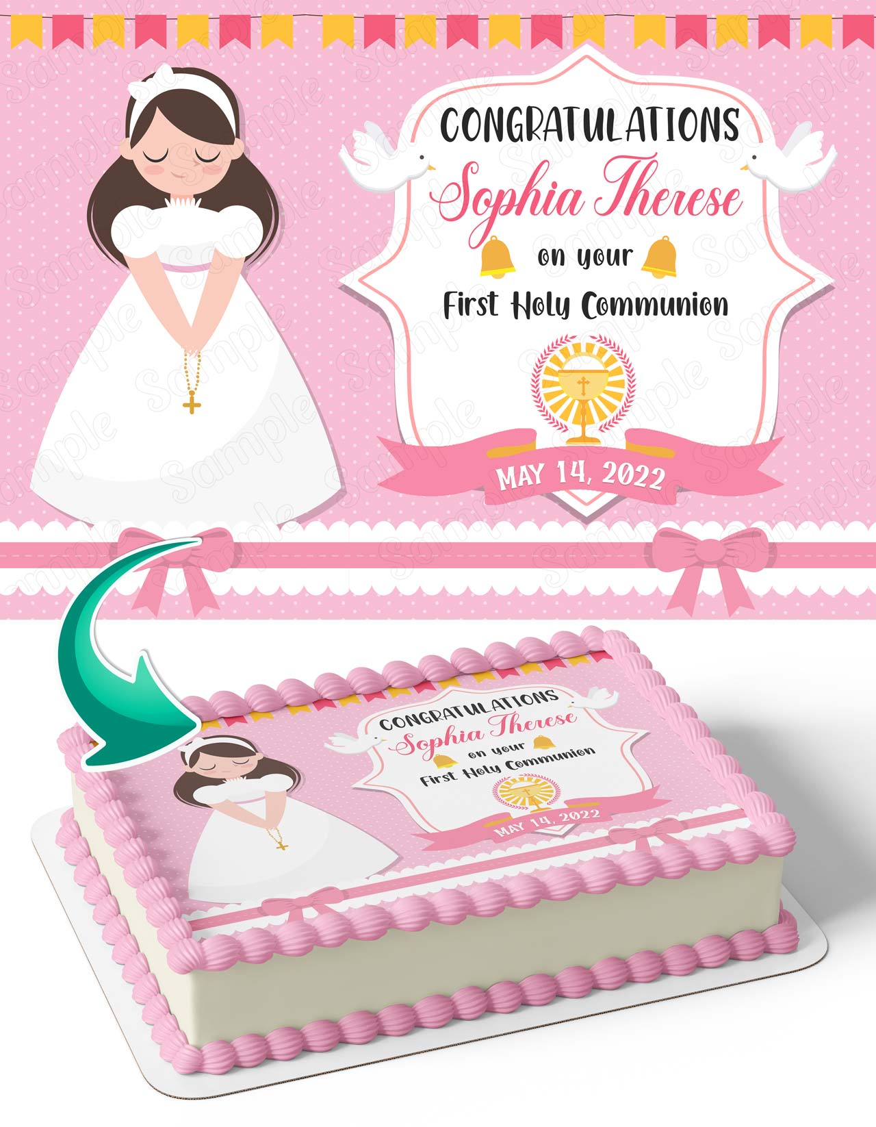 1st Communion Girl Edible Cake Topper