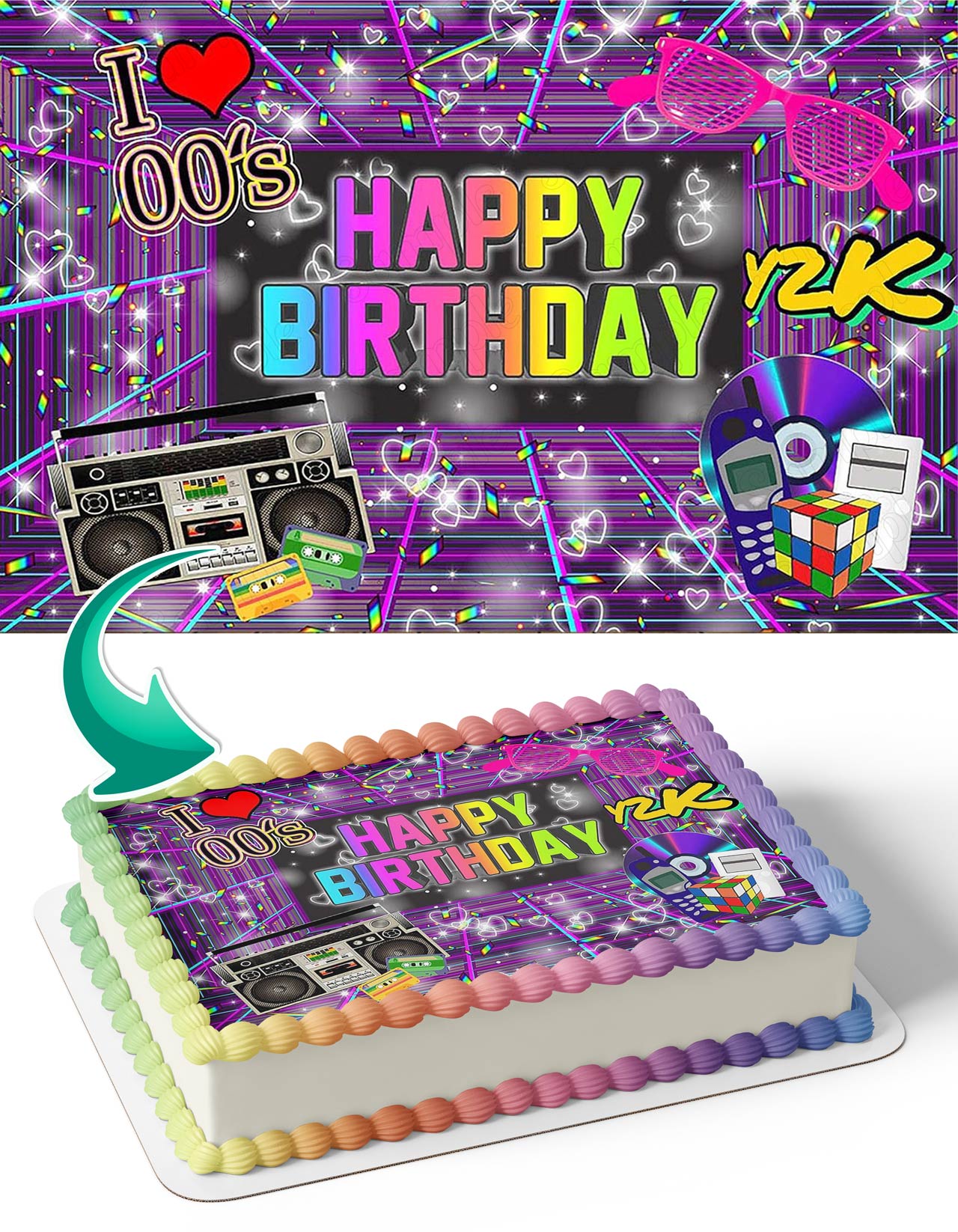 2000s RB HipHop Dance Party Back in Time Edible Cake Topper