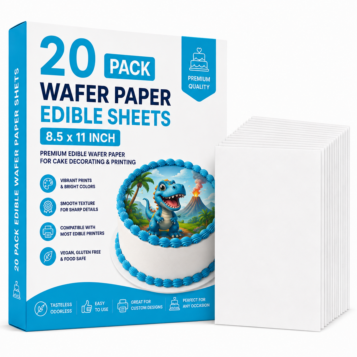 Premium Edible Wafer Paper Sheets 8.5 x 11 Inch for Cake Decorating, Edible Printing, Cupcake Toppers, Wafer Flowers & Cake Designs