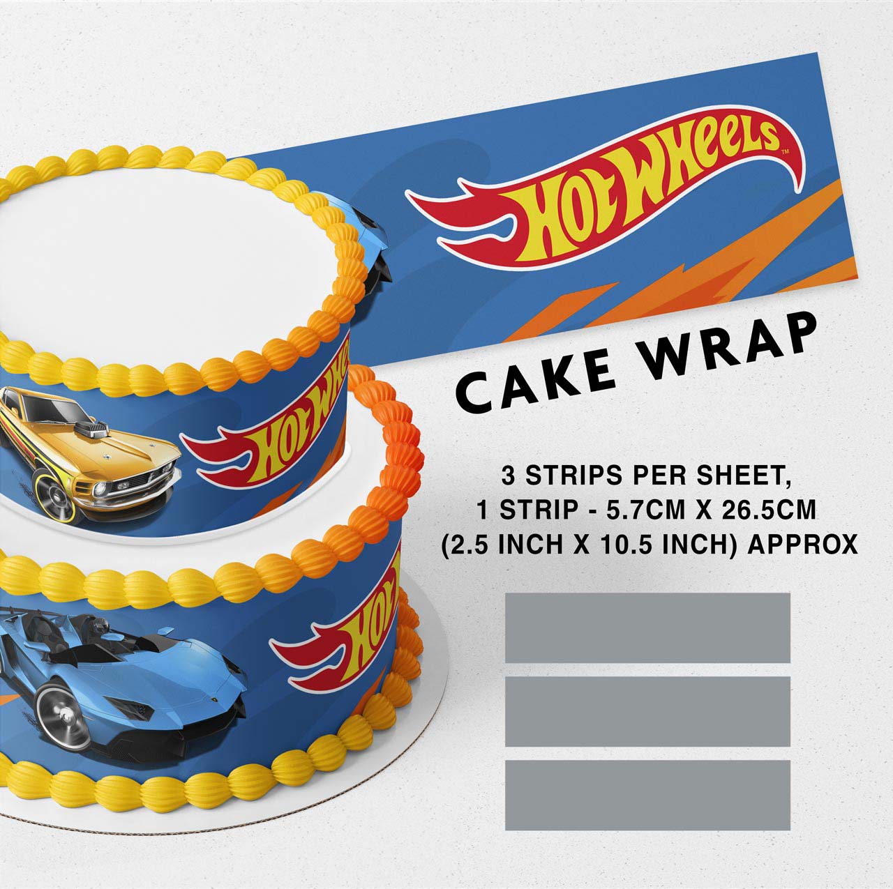 Cars Collectors Wheels Edible Icing Printed Cake Wrap Strips Topper Ribbon Border image 0